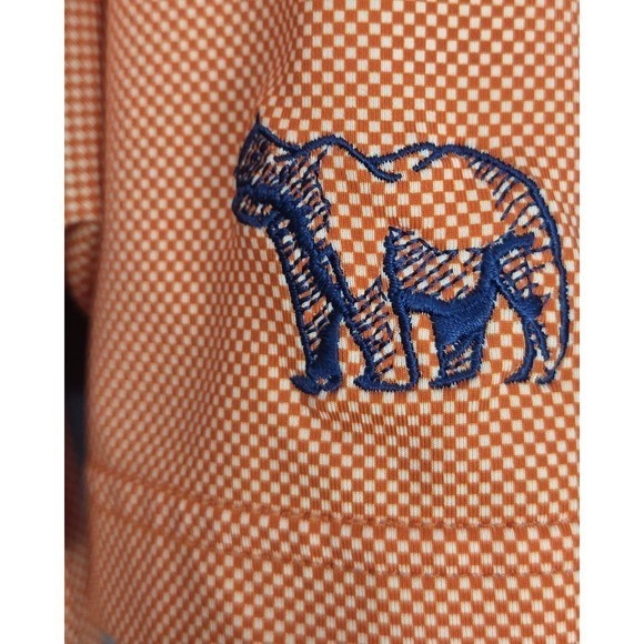 Turtleson Men's Golf Polo Shirt Large Orange Checkered Print Performance Stretch - Picture 5 of 9